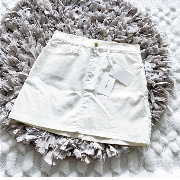 NWT Frame Denim Coated Off White Mini Skirt Size 30 - Picture 4 of 13